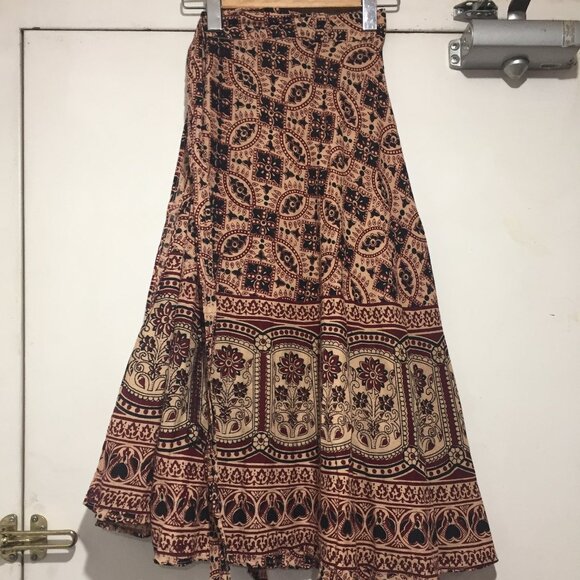 VINTAGE RINA BLOCK PRINT WRAP SKIRTS - Picture 5 of 6